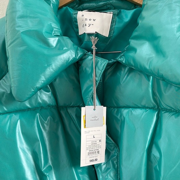 A NEW DAY Water Resistant Puffer Coat Jacket Jade L - Picture 8 of 8